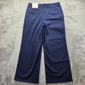 LOFT Pants Womens 12 Navy Blue The Monroe Wide Leg Cotton Spandex Chino Trousers
